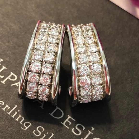 Silpada Cubic Zirconia Sterling Silver Earrings P1395 - Picture 3 of 17